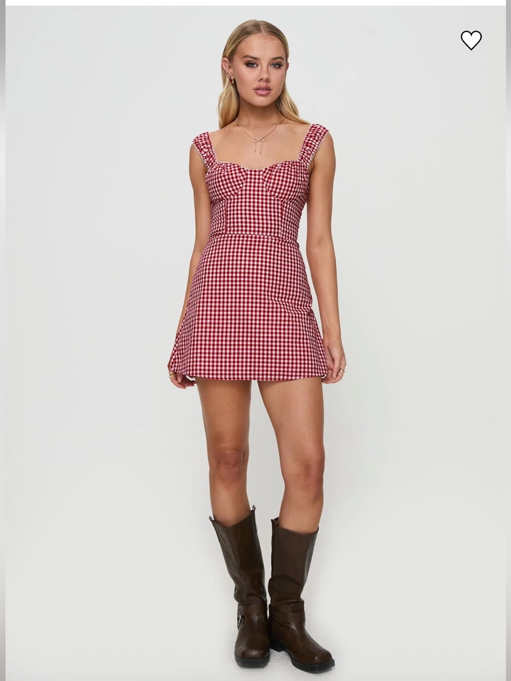 Princess Polly Women’s 6P Petite Faubert Mini Dress Red Gingham - Picture 3 of 12
